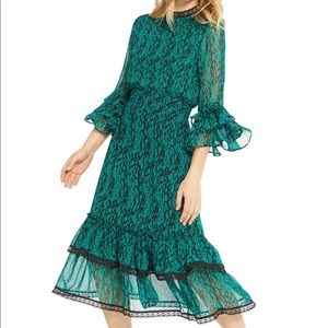 Misa Los Angeles Gordana Green midi with lace insets